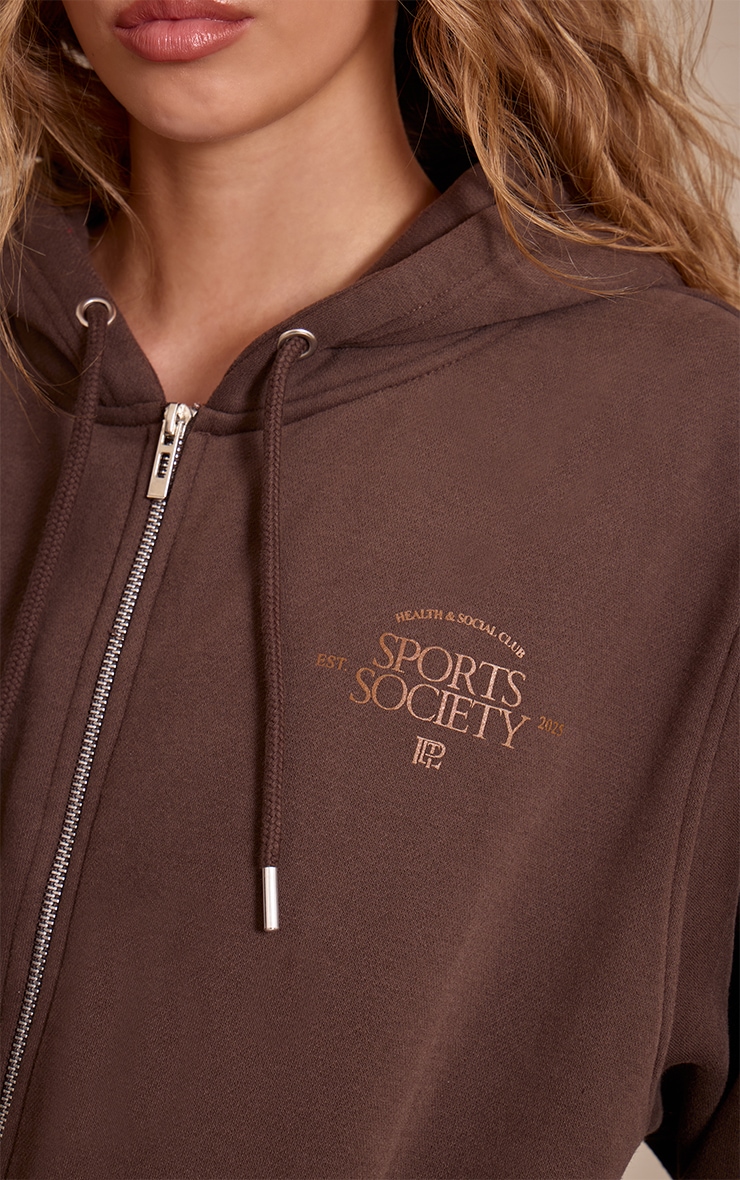 Chocolate PLT Sports Society Full Zip Hoodie image 4