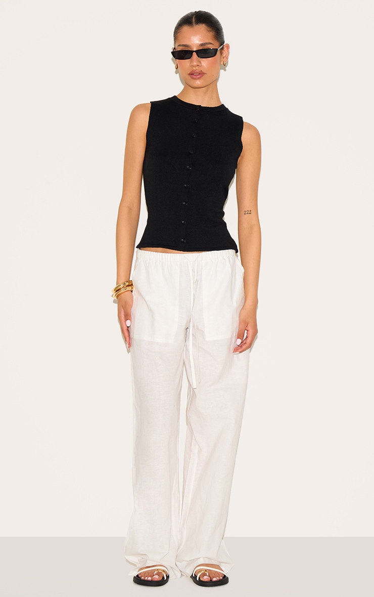 Tall Black Button Through Sleeveless Top image 3