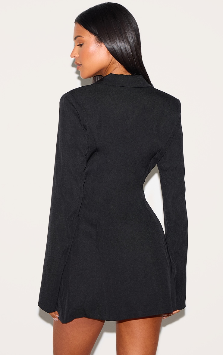 Tall Black Tie Front Detail Cinched Blazer Dress image 2