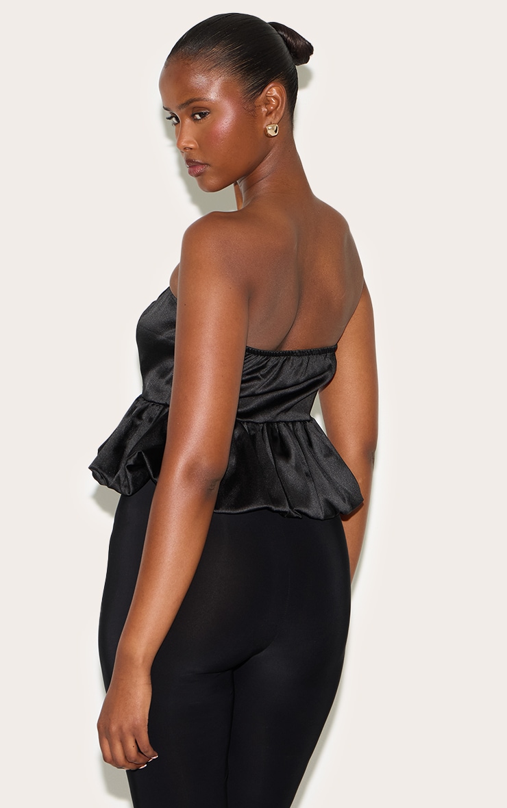 Black Satin Puffball Top image 2