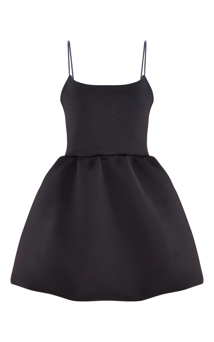 Robe en néoprène noir à bretelles fines et jupe bouffante image 5