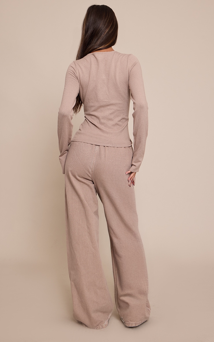 Petite Mushroom Denim Elasticated Tie Waist Wide Leg Jeans image 3