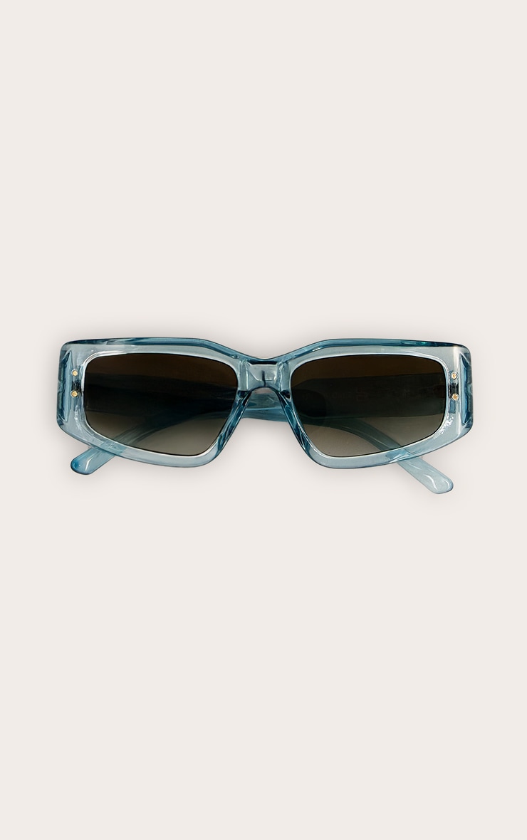 Lunettes de soleil carrées angulaires cristalisées turquoise image 2