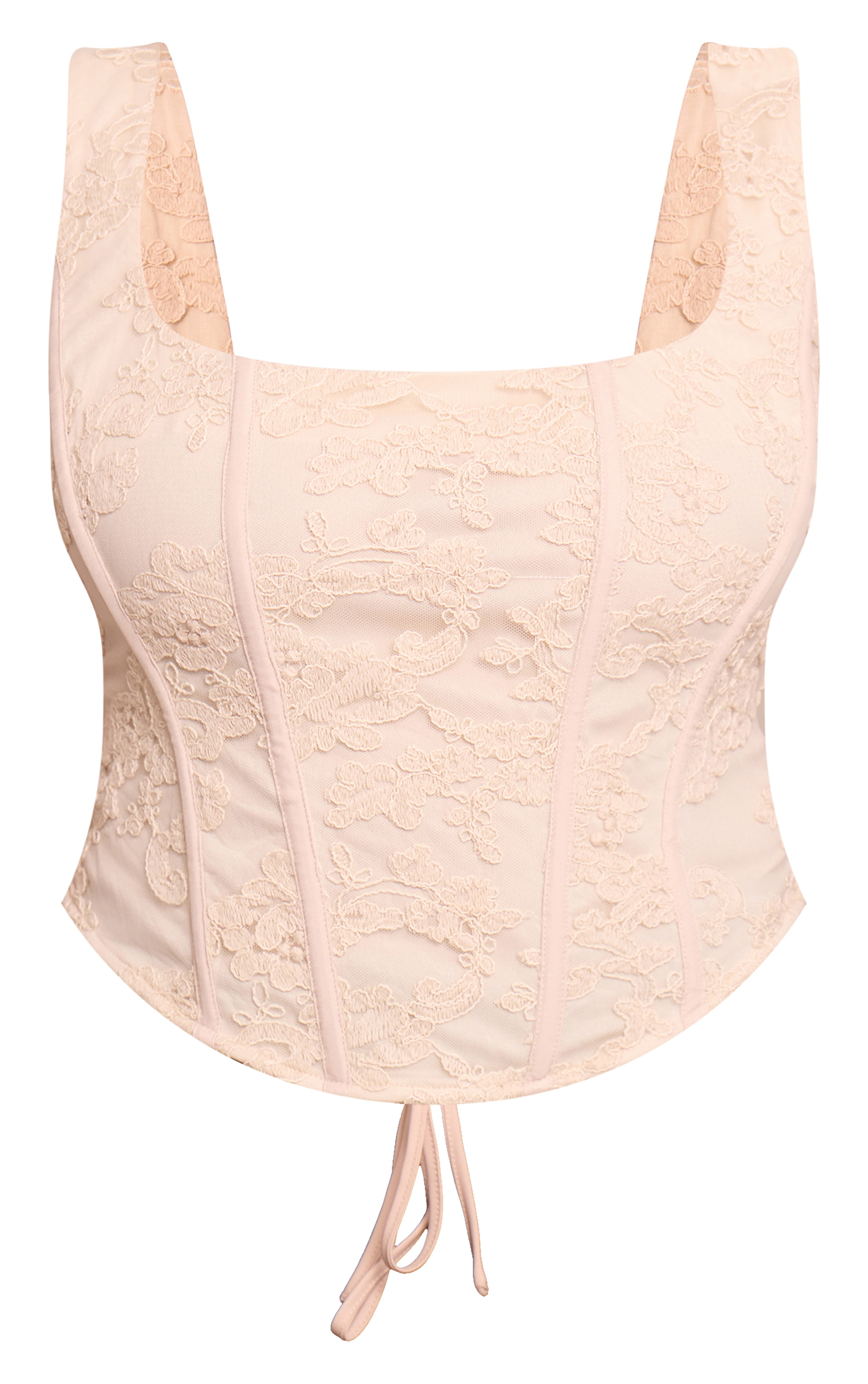 Shape Top corset texturé crème fleuri à dos lacé image 5
