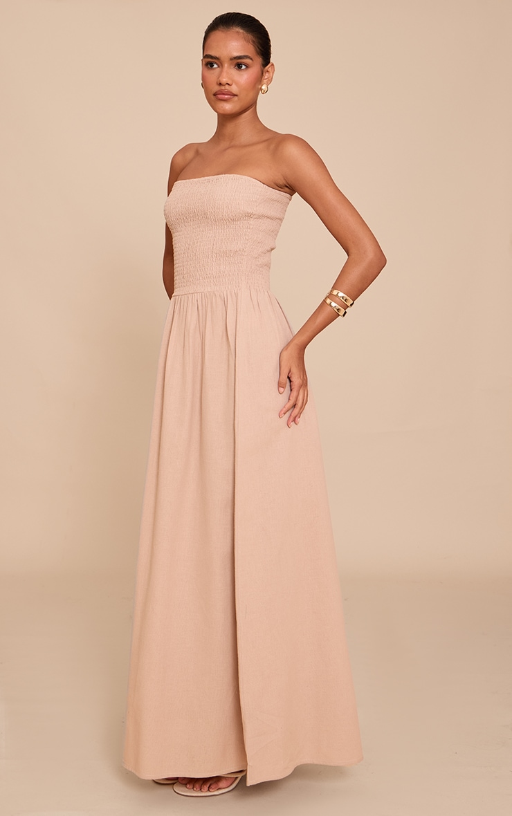 Mushroom Bandeau Shirred Detail Maxi Dress image 3