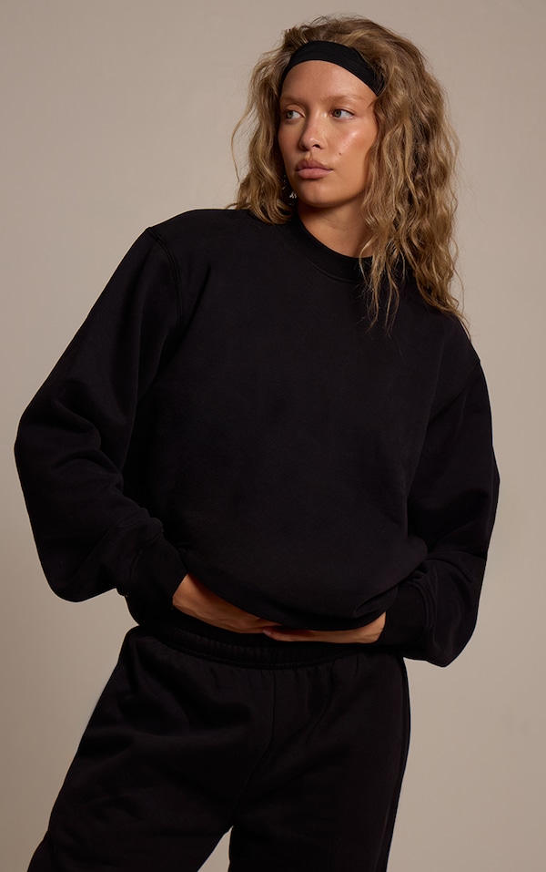 Sweat pullover en coton polaire noir