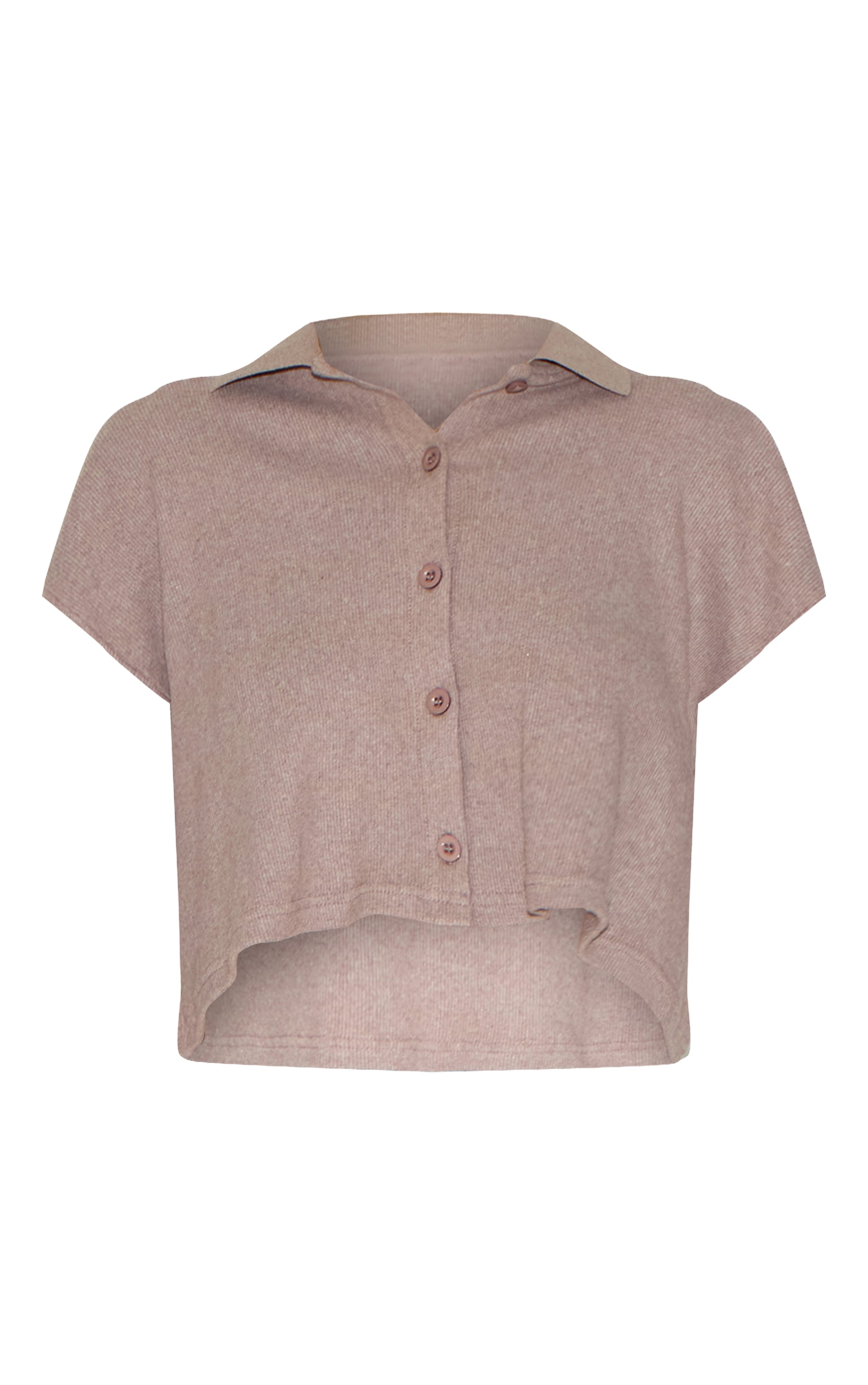 Mushroom Brushed Rib Button Up Shirt image 5