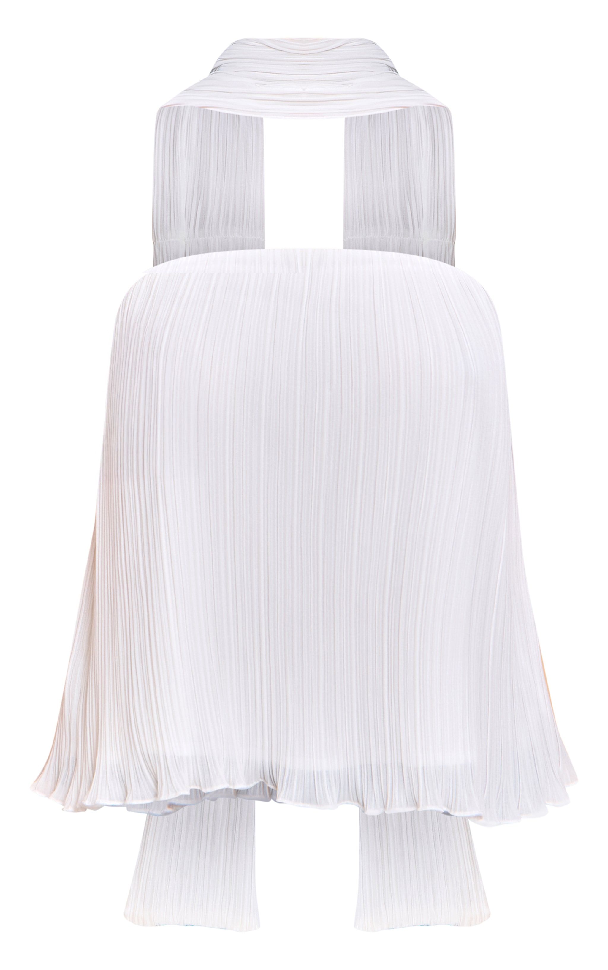 Petite Cream Chiffon Bandeau Neck Scarf Detail Long Top image 5