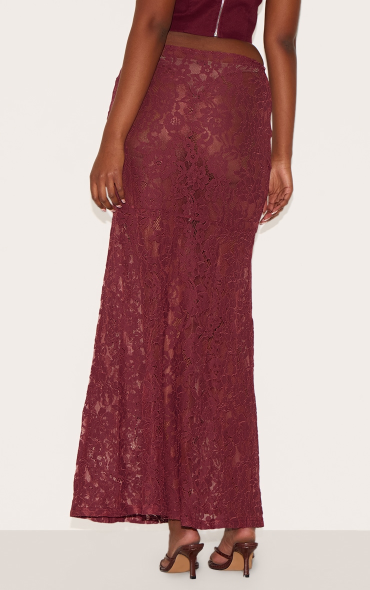 Plum Floral Lace Sheer Maxi Skirt image 3