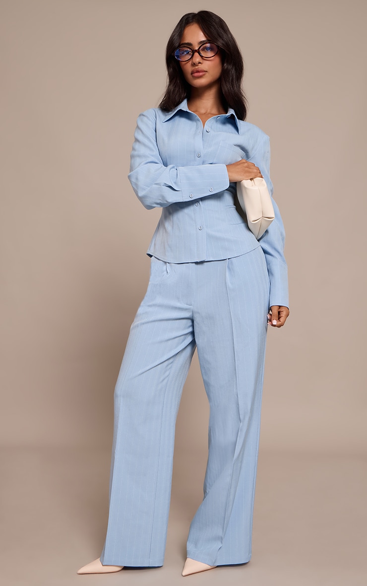 Petite Blue Pinstripe Tailored Pant image 1