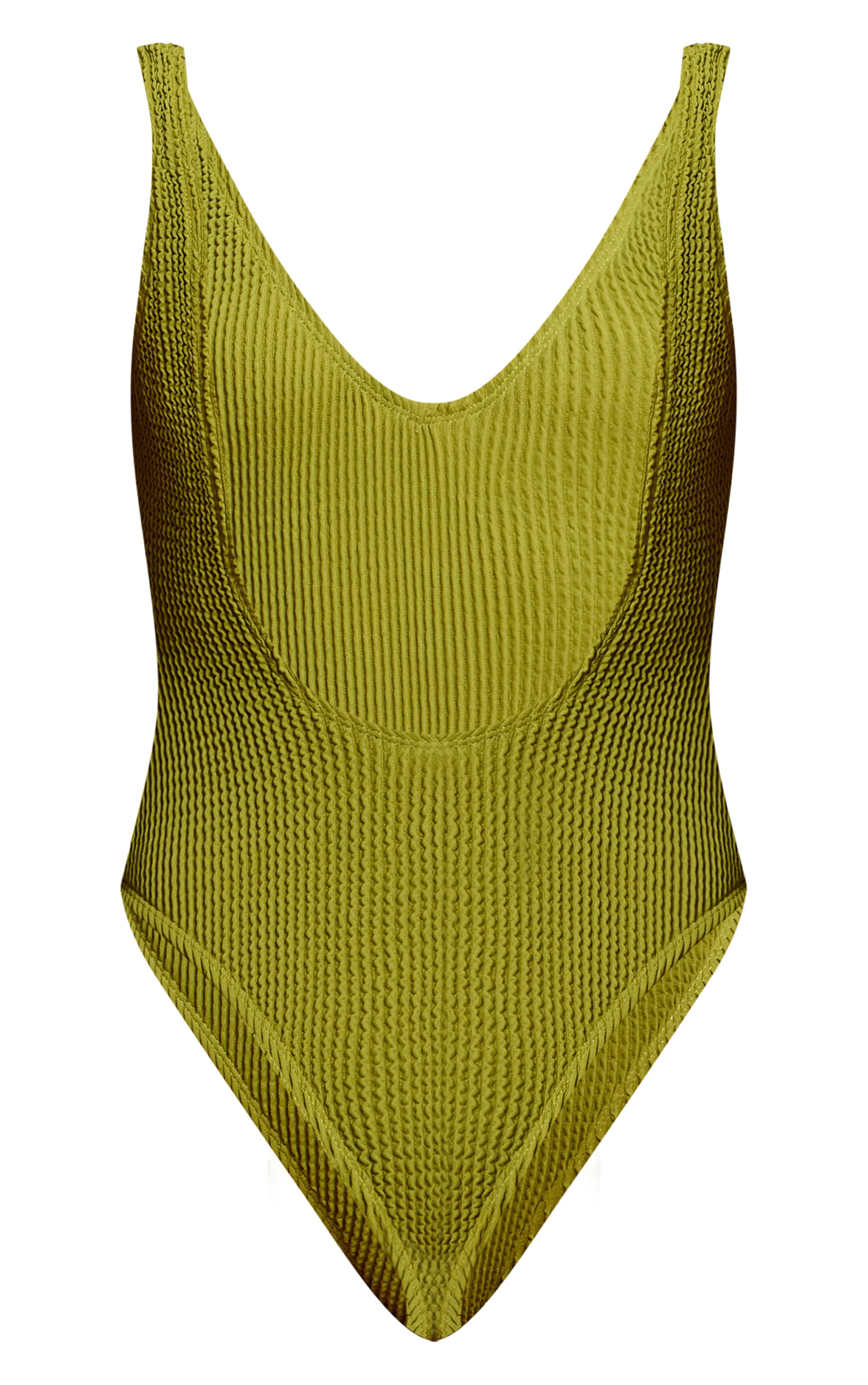 Olive Crinkle Plunge Swimsuit image 6