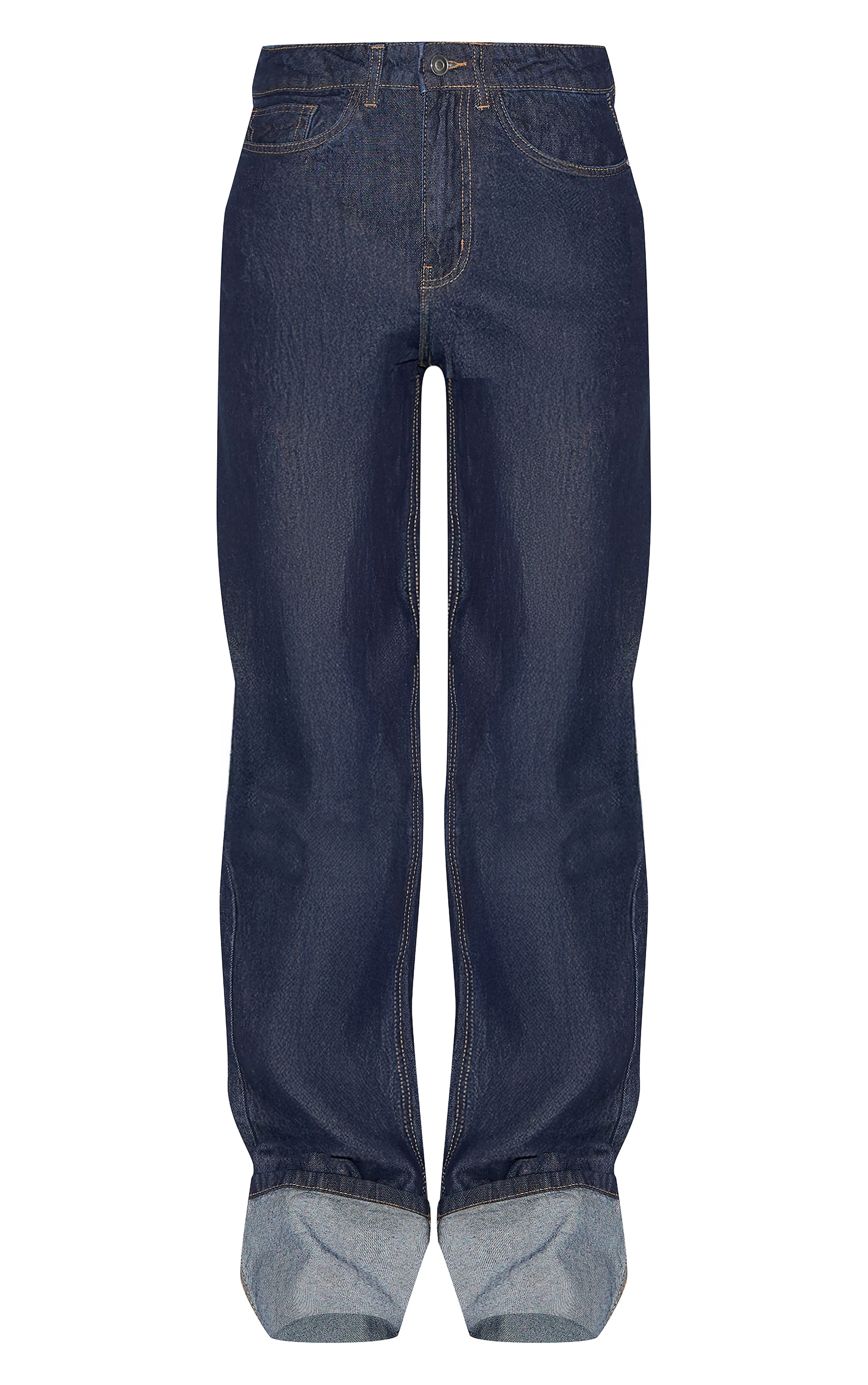 Tall Dark Indigo High Waist Turn Up Hem Jeans image 5