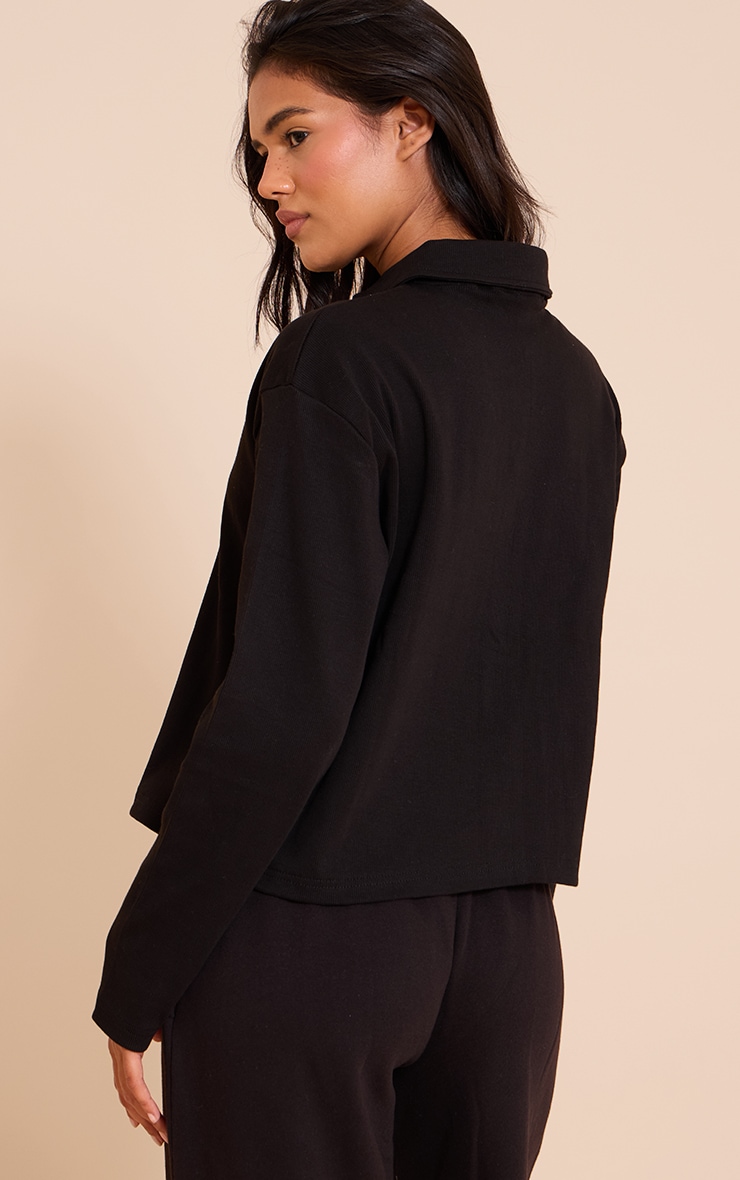 Black Cropped Boxy Collared Sweat image 2