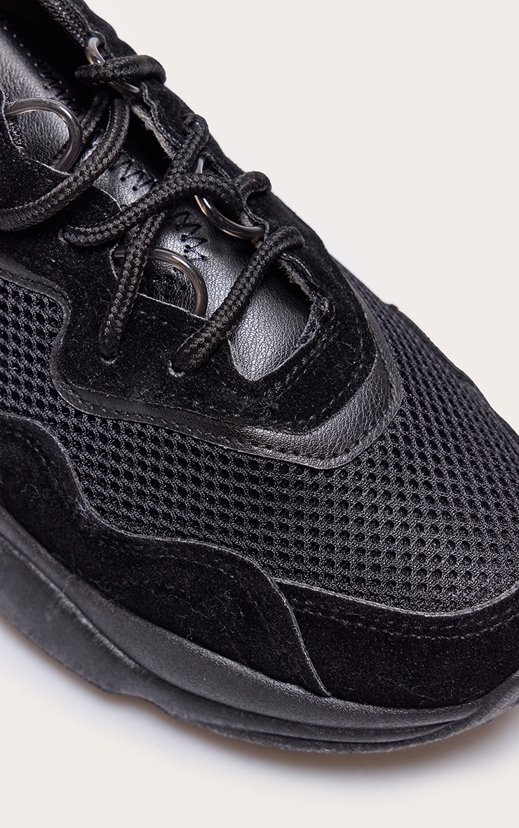 Black Mesh Contrast Lace Up Bubble Sole Sneakers image 4
