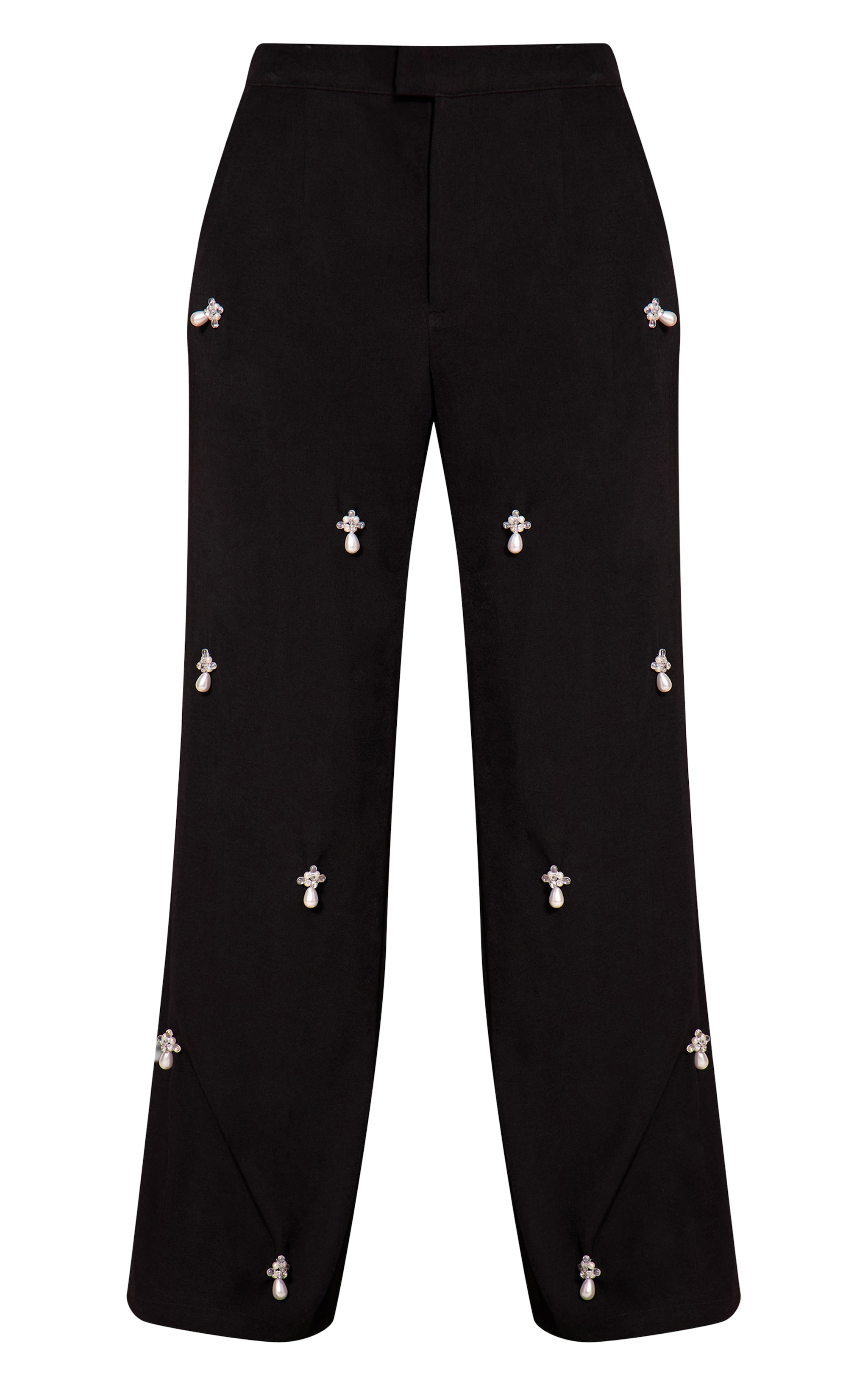 Shape Black Embellished Tailored Pants image 5
