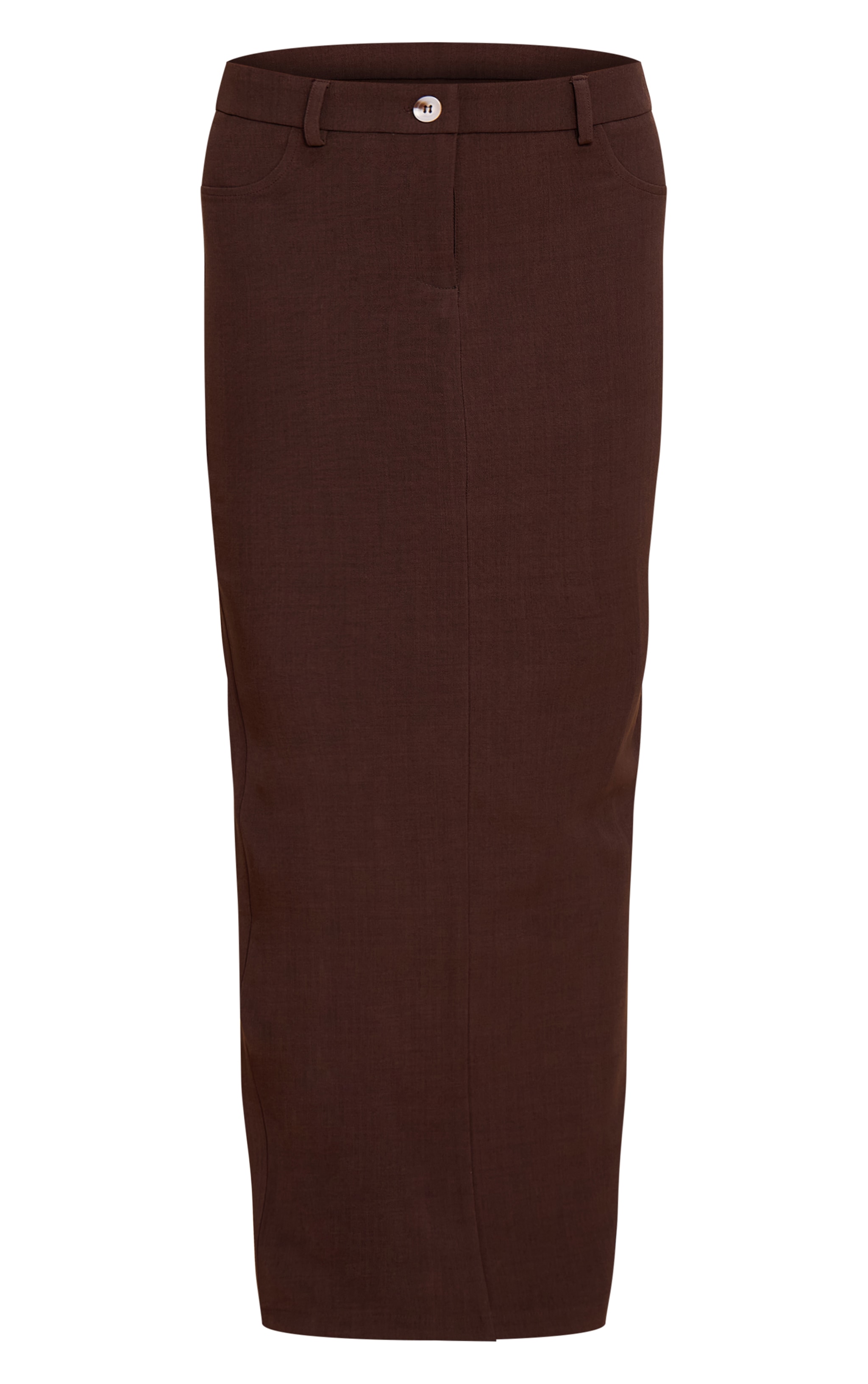 Dark Brown Tailored Woven Maxi Skirt image 5