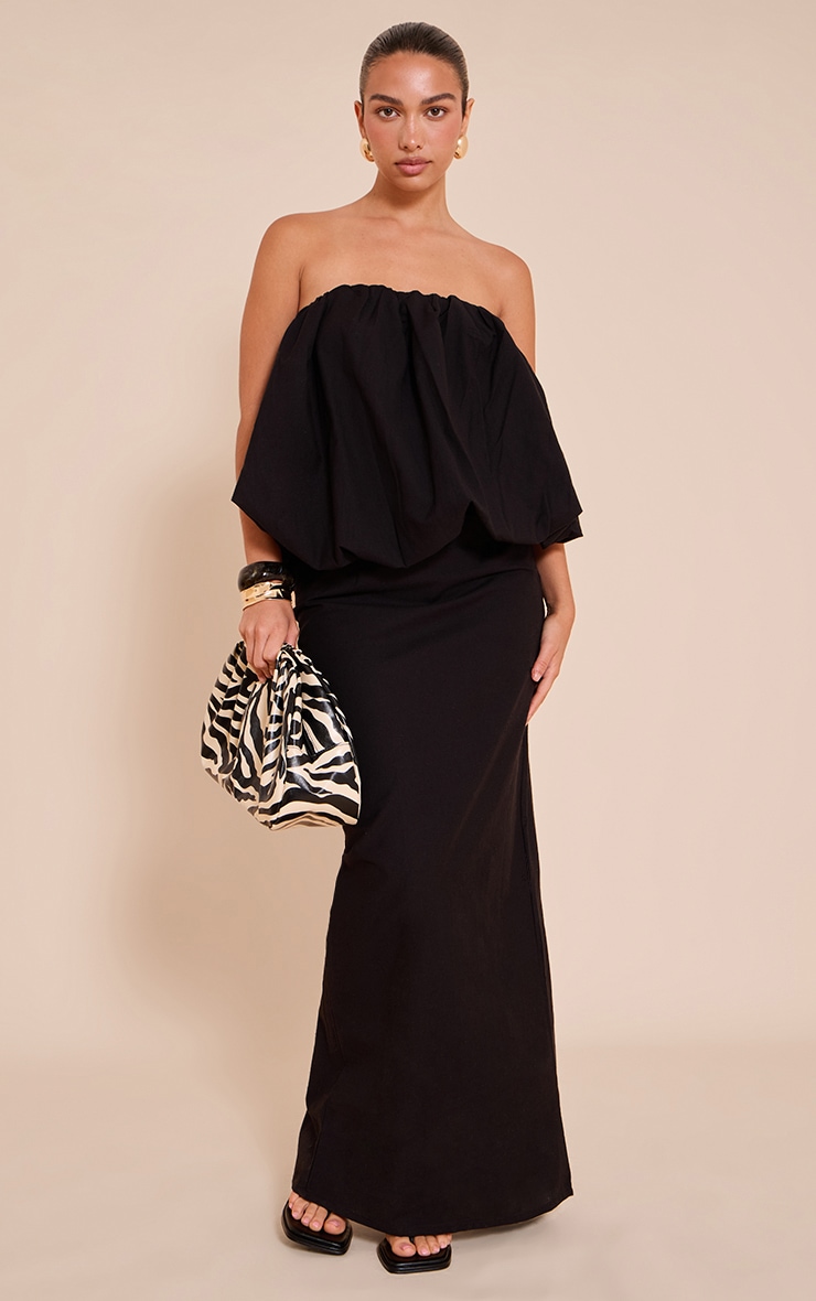 Black Ruched Longline Bandeau Top image 3