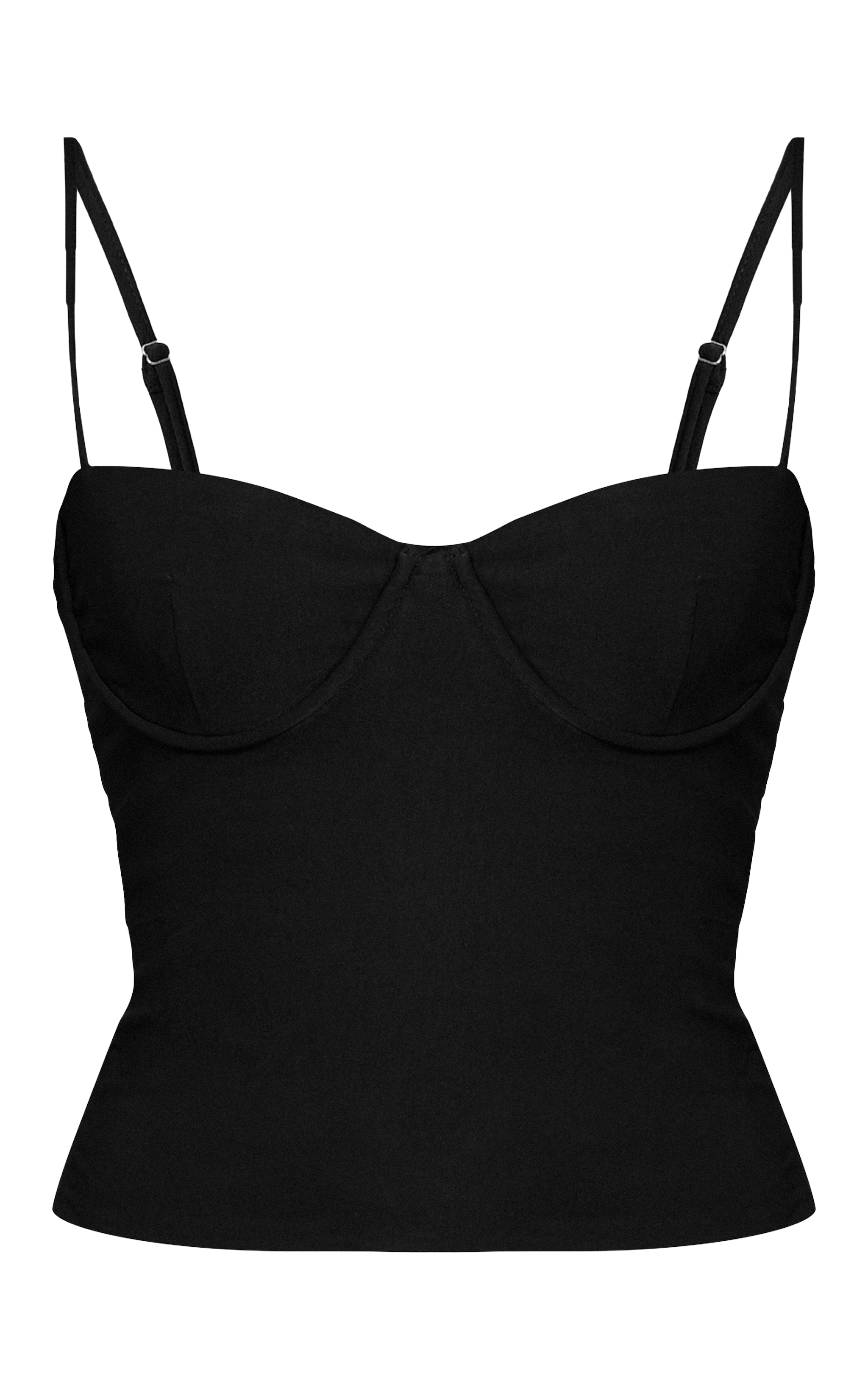 Black Woven Stretch Strappy Cami Top image 5