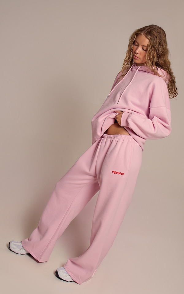 Jogging rose imprimé boule "PLT Studio" à bande fine sur la taille