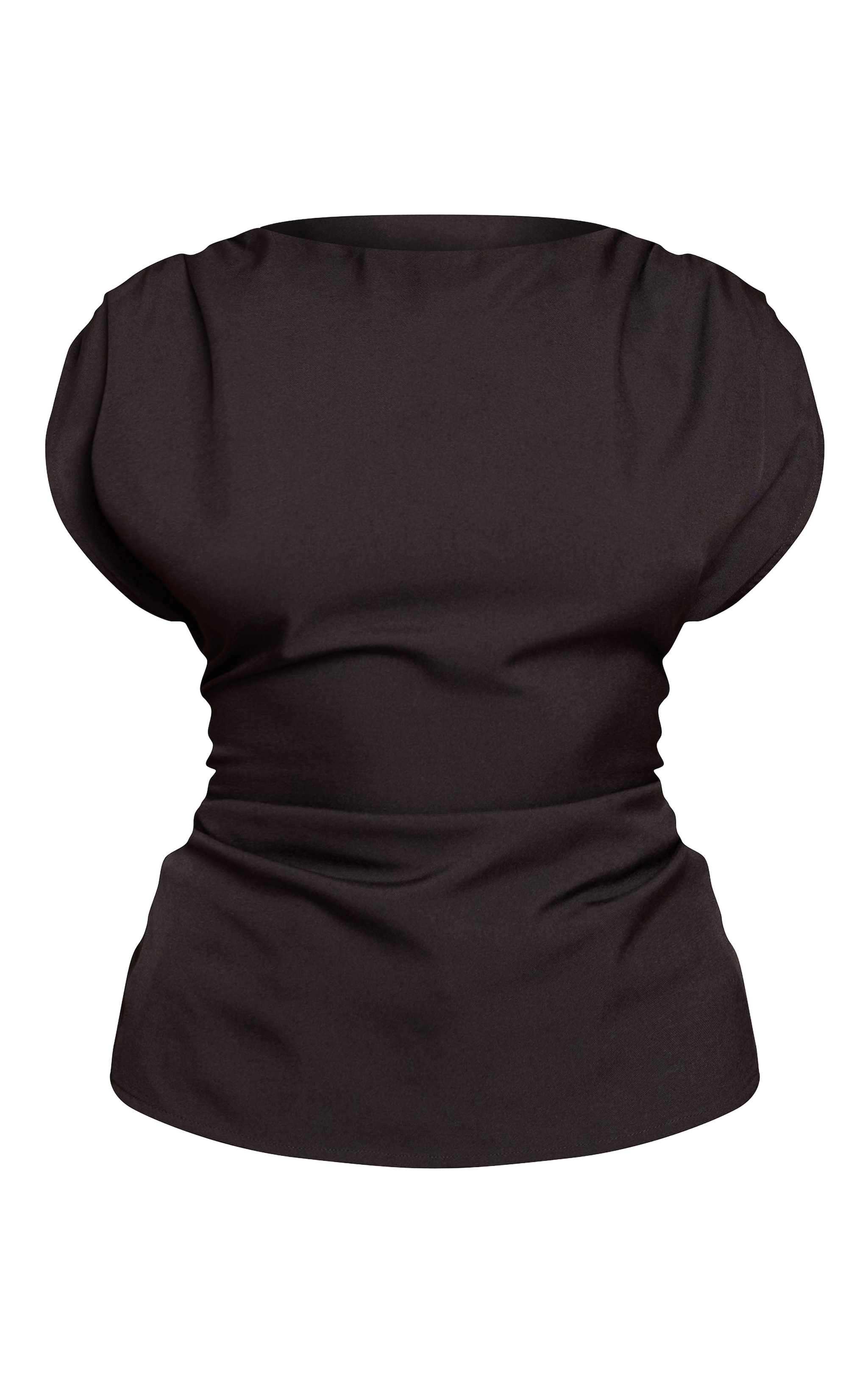 Black Satin Ruched Side Top  image 5