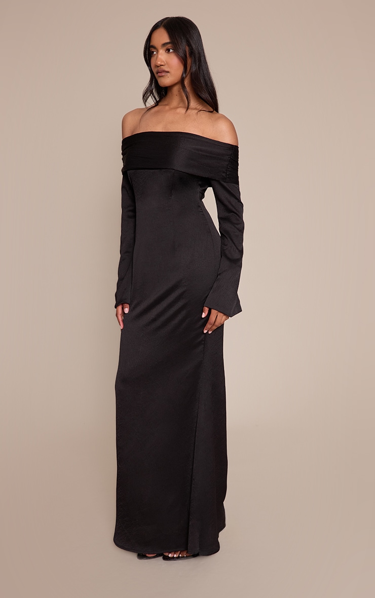 Black Bardot Long Sleeve Maxi Dress image 3