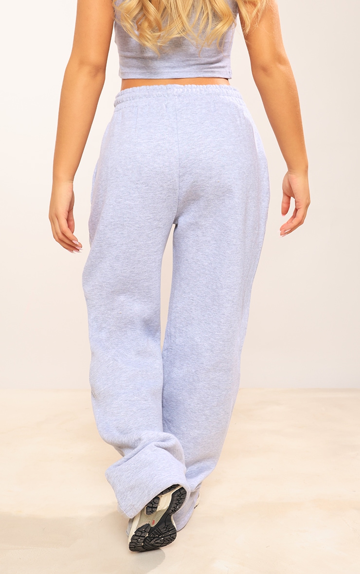 PRETTYLITTLETHING Grey Marl Printed Oversized Drawstring Wide Leg Joggers image 3