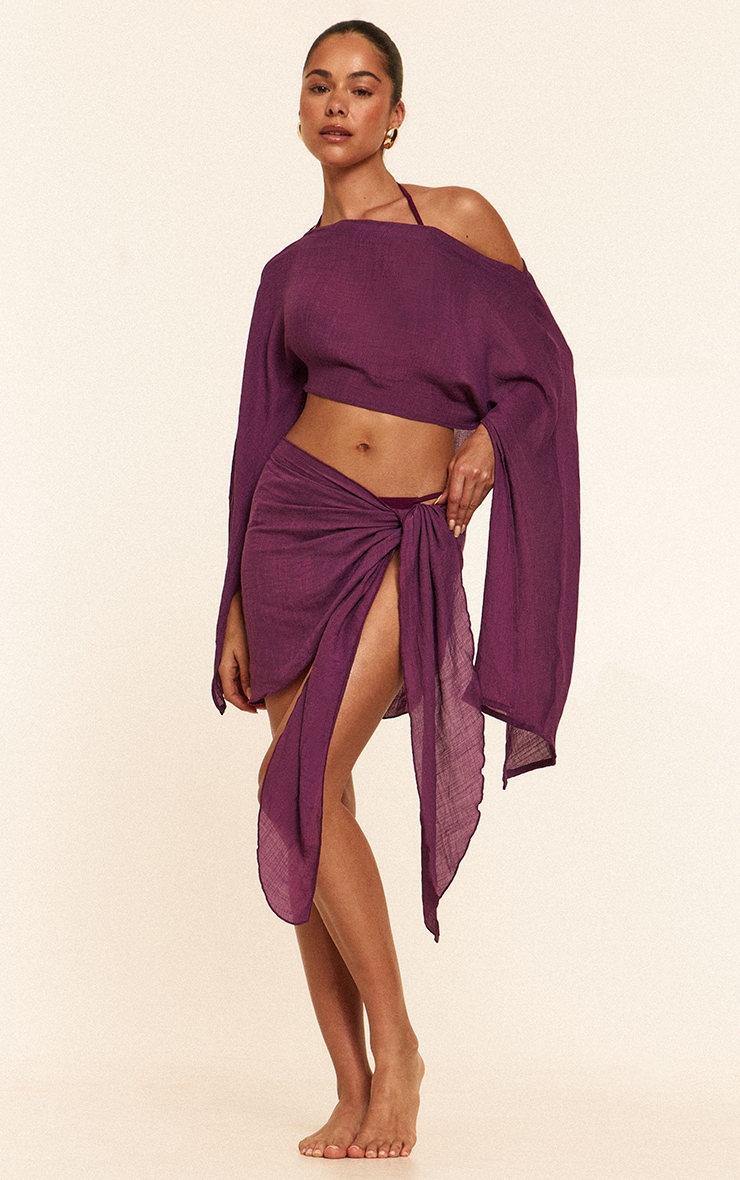 Purple Linen Look Mini Sarong image 1