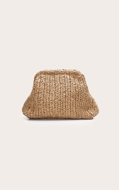 Natural Slouchy Raffia Clutch