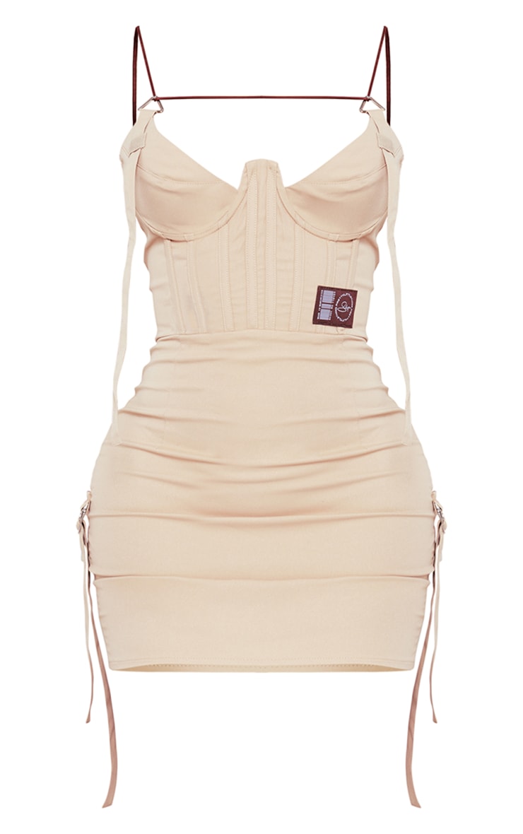 PRETTYLITTLETHING Shape Stone Corset Detail Cargo Bodycon Dress image 5