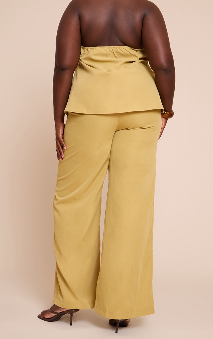 Plus Warm Sand Tailored Wide Leg Drawstring Pants image 3