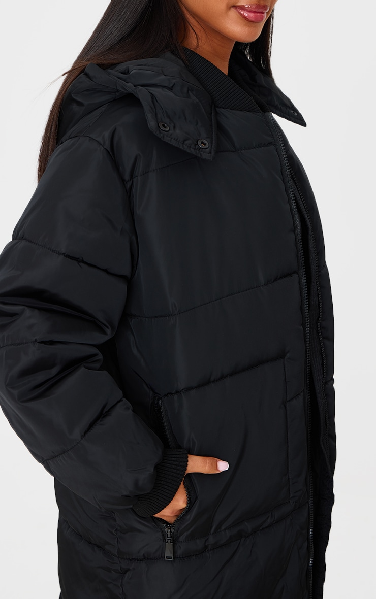 Petite Black Longline Puffer Coat image 4