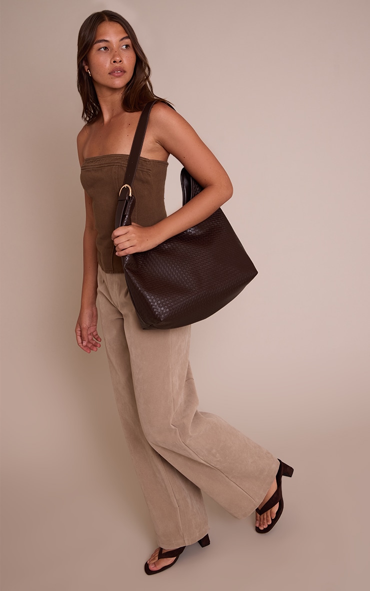 Chocolate Strapless Bustier Detail Denim Corset Top image 3