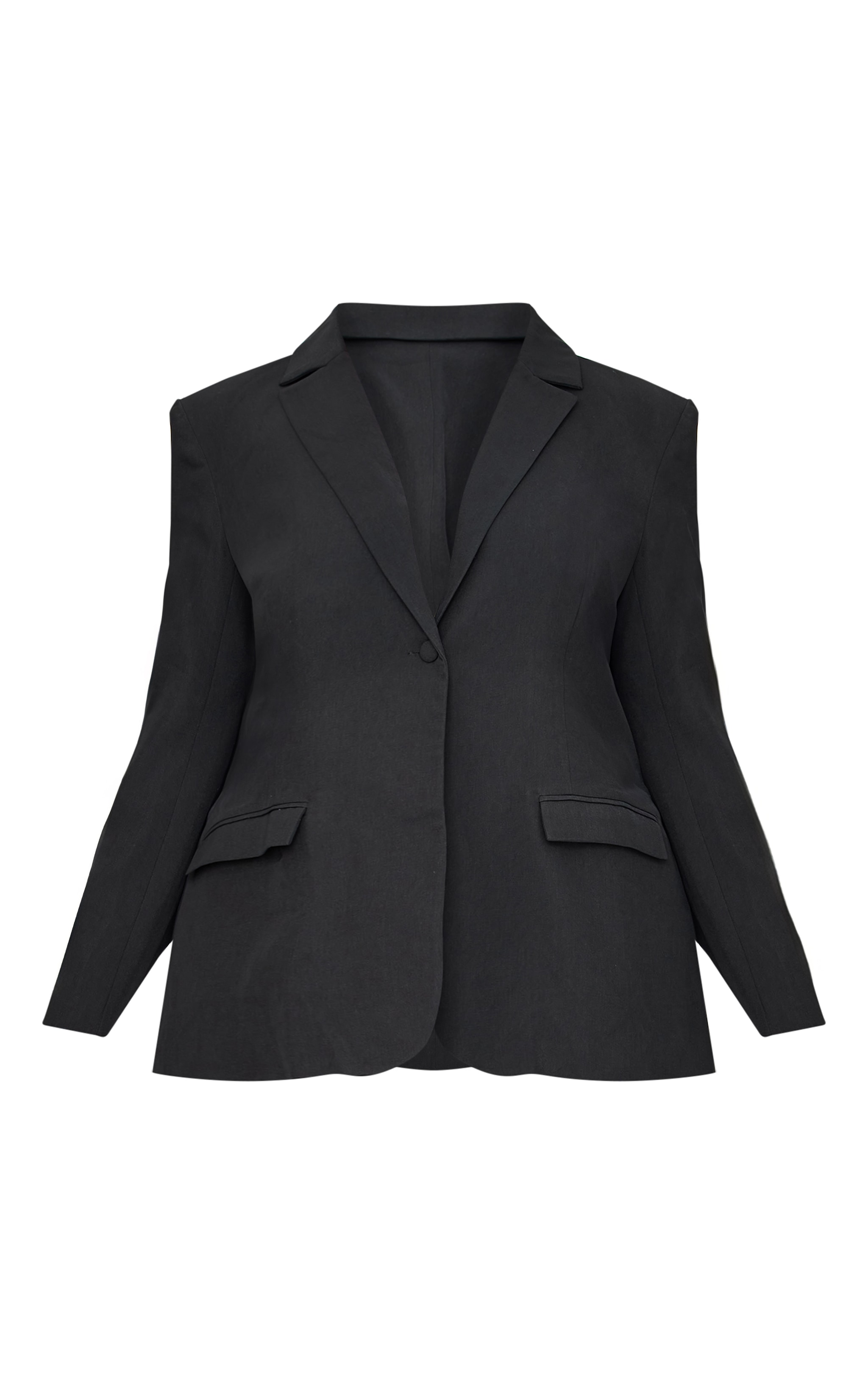 Plus Black Woven Fitted Premium Blazer image 5