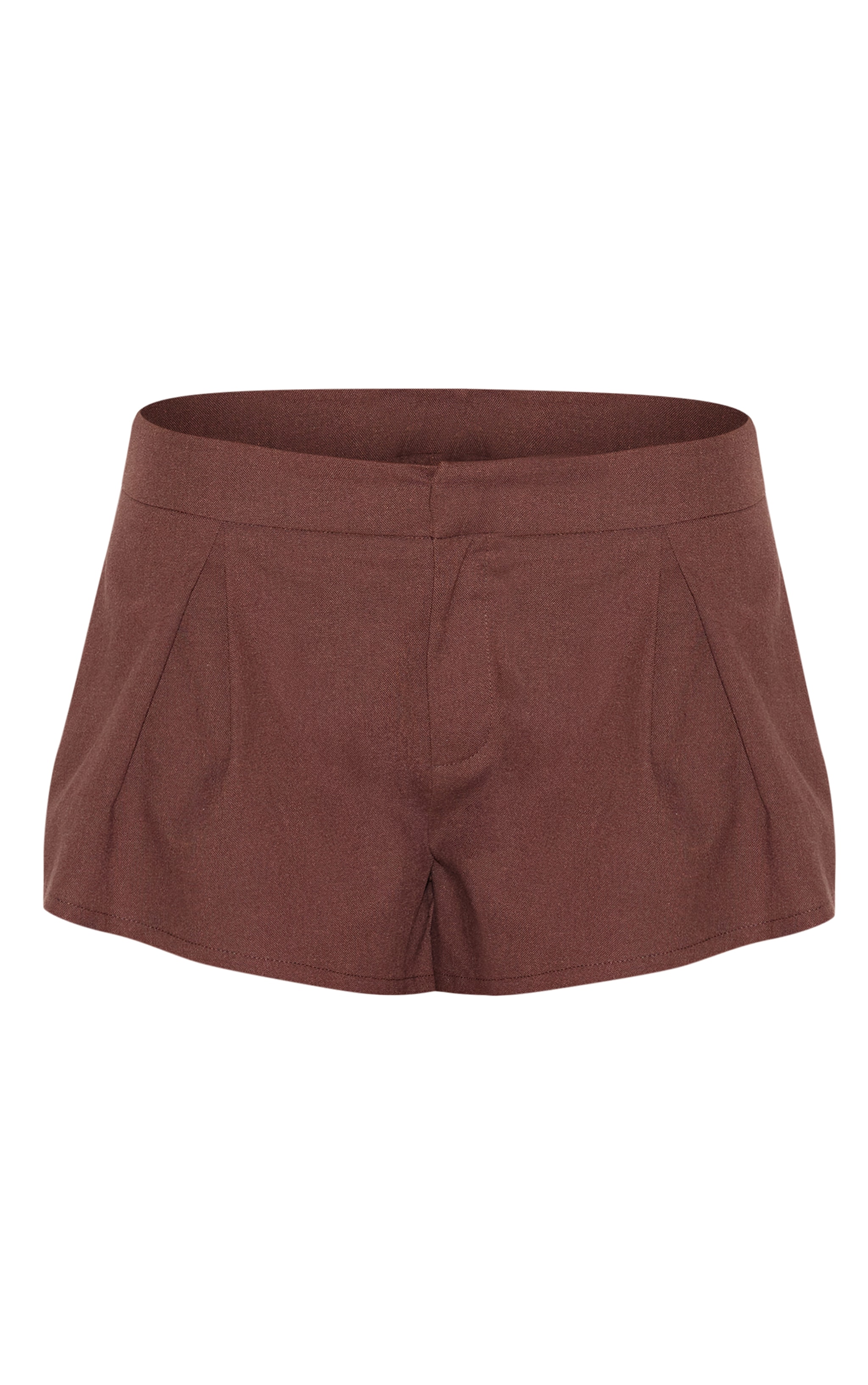 Chocolate Linen Blend Pleat Detail Tailored Shorts image 6