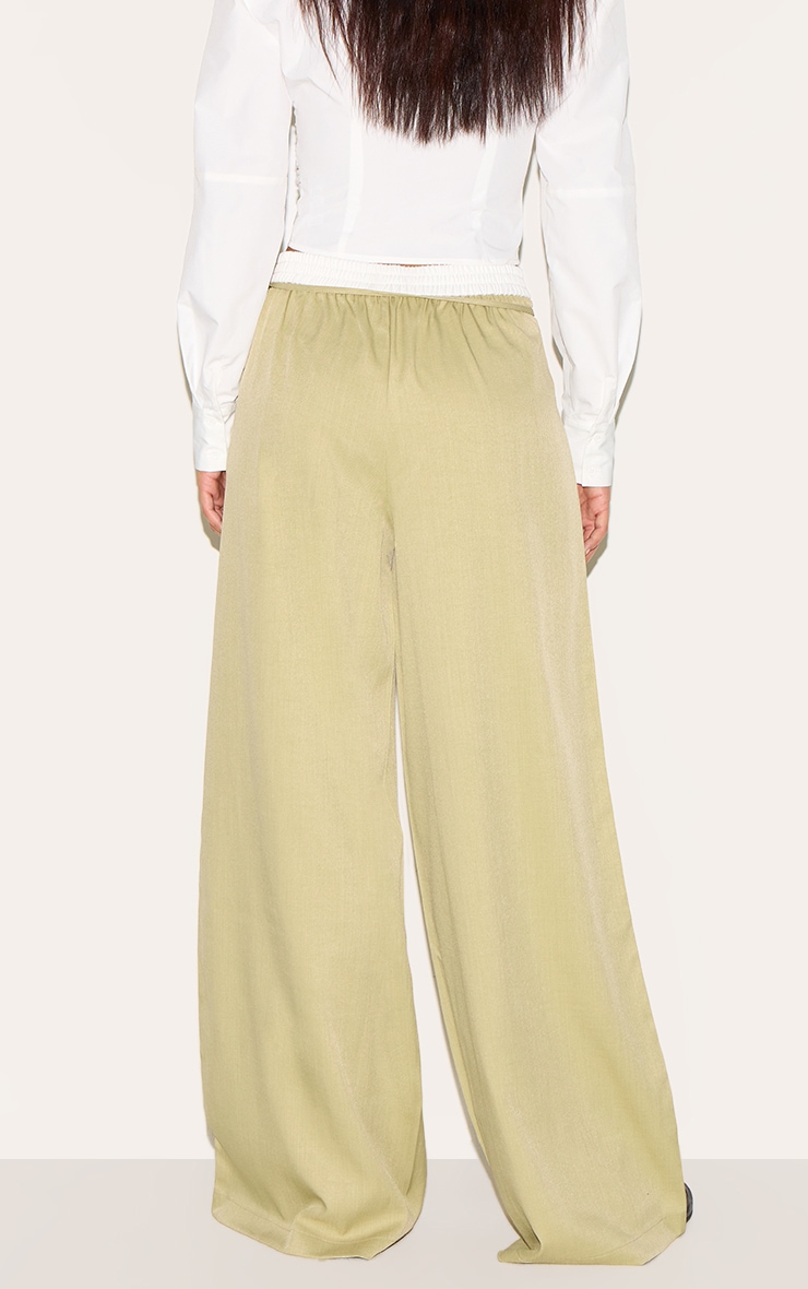 Tall Sage Mid Rise Boxer Detail Wide Leg Pants image 3