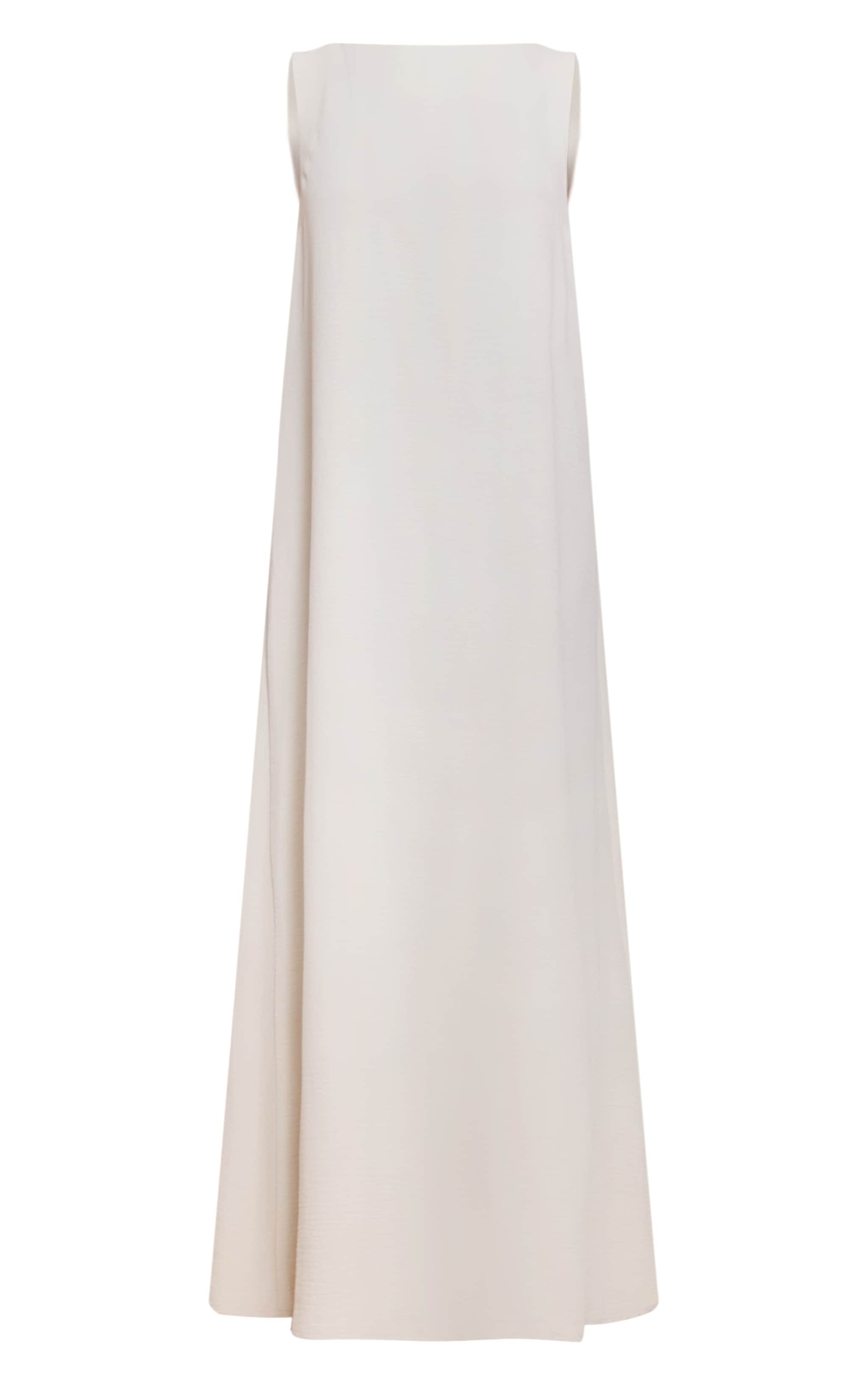 Robe longue texturée crème sans manches à col bateau image 5