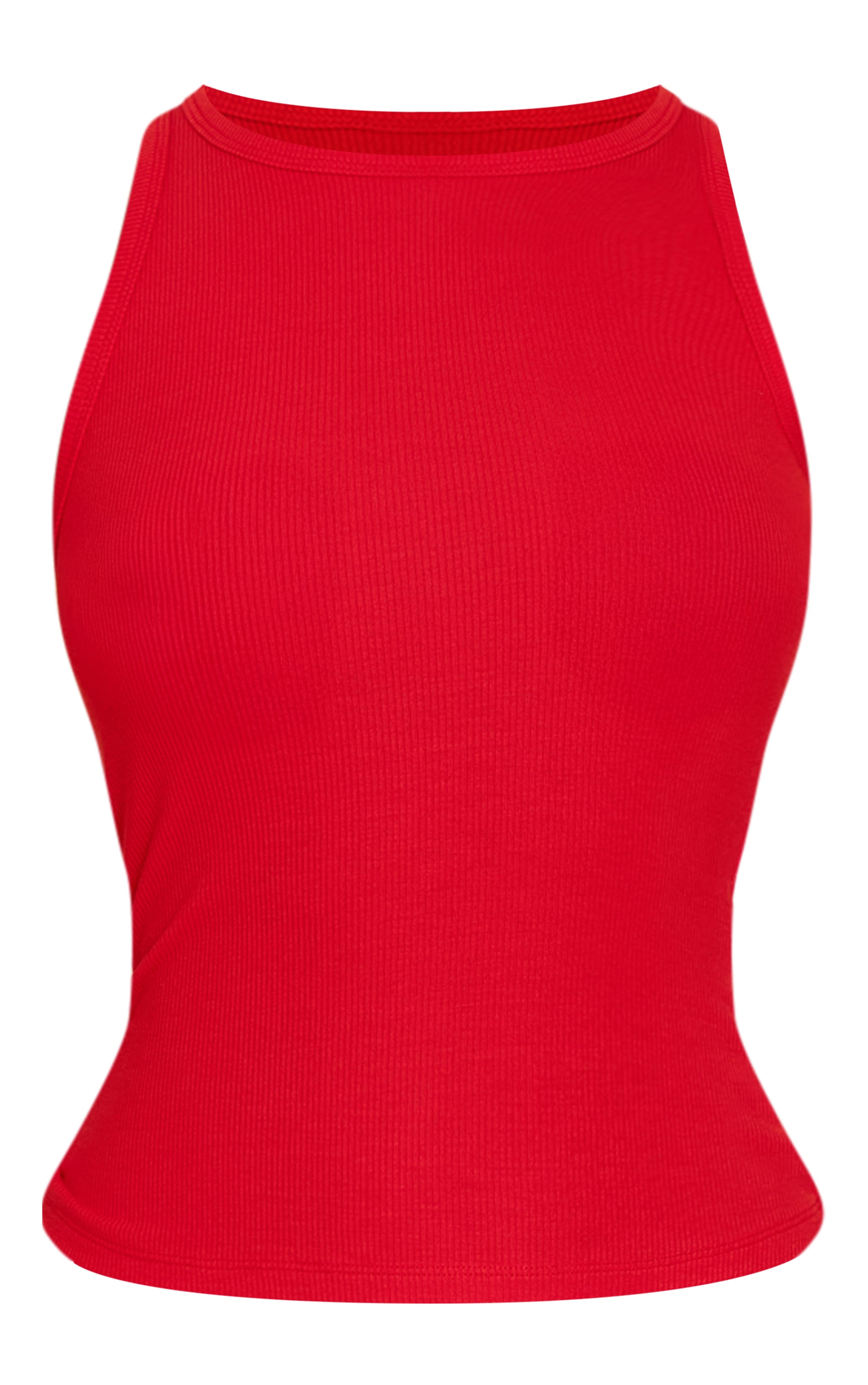 Tomato Red Soft Rib Racer Neck Vest Top image 5