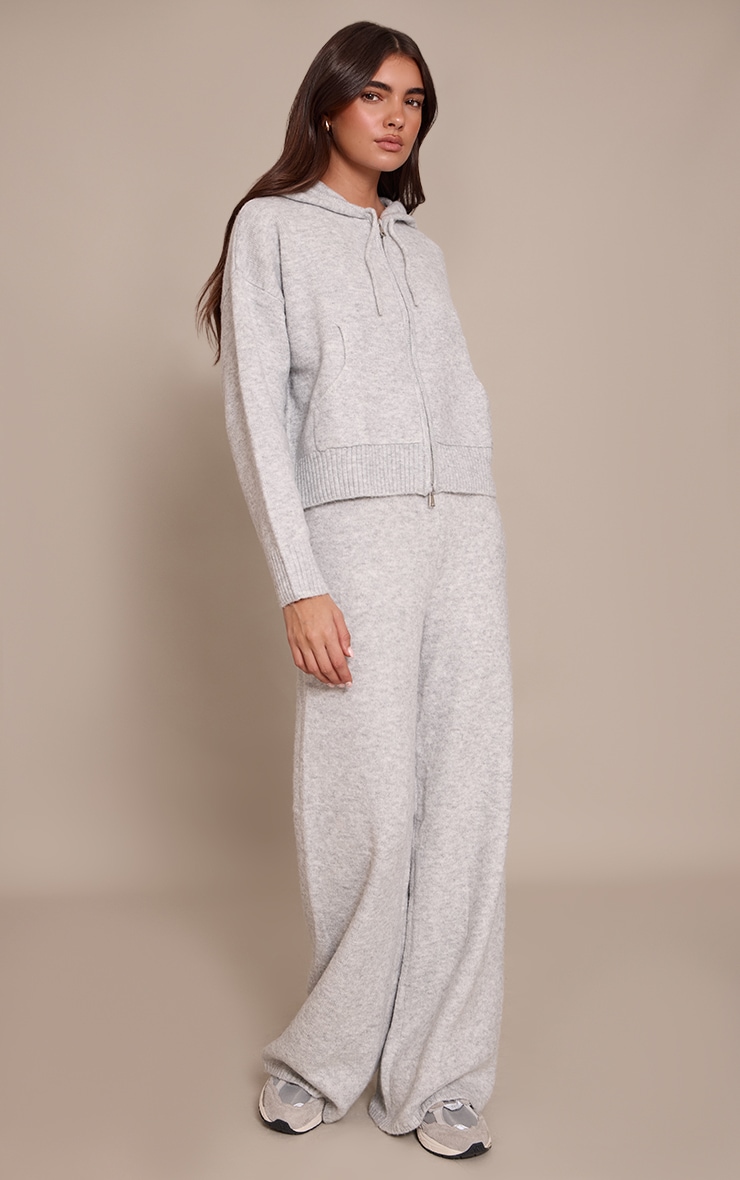 Grey Wide Leg Knitted Pants image 1