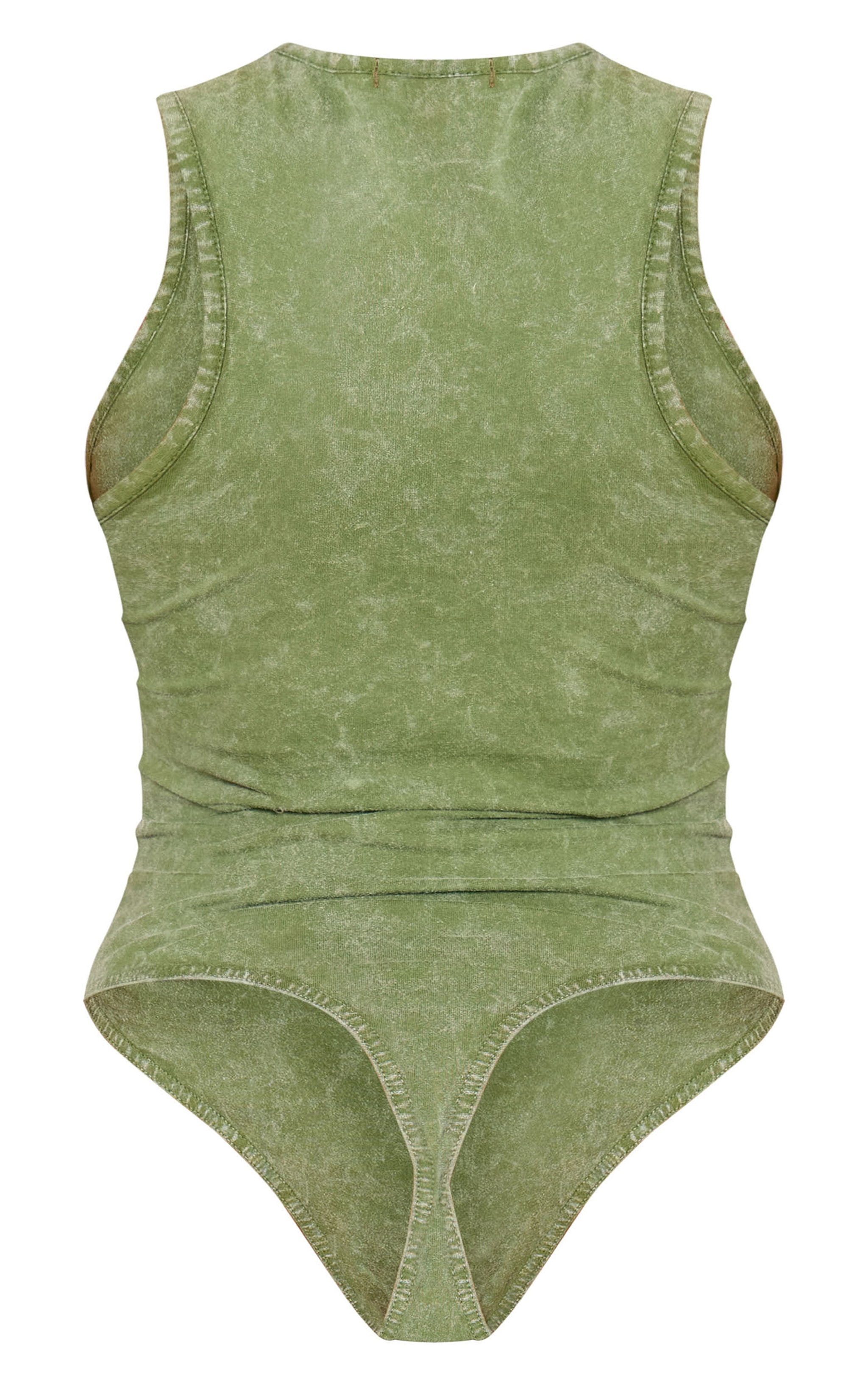 PRETTYLITTLETHING Khaki Wash Racer Bodysuit image 5