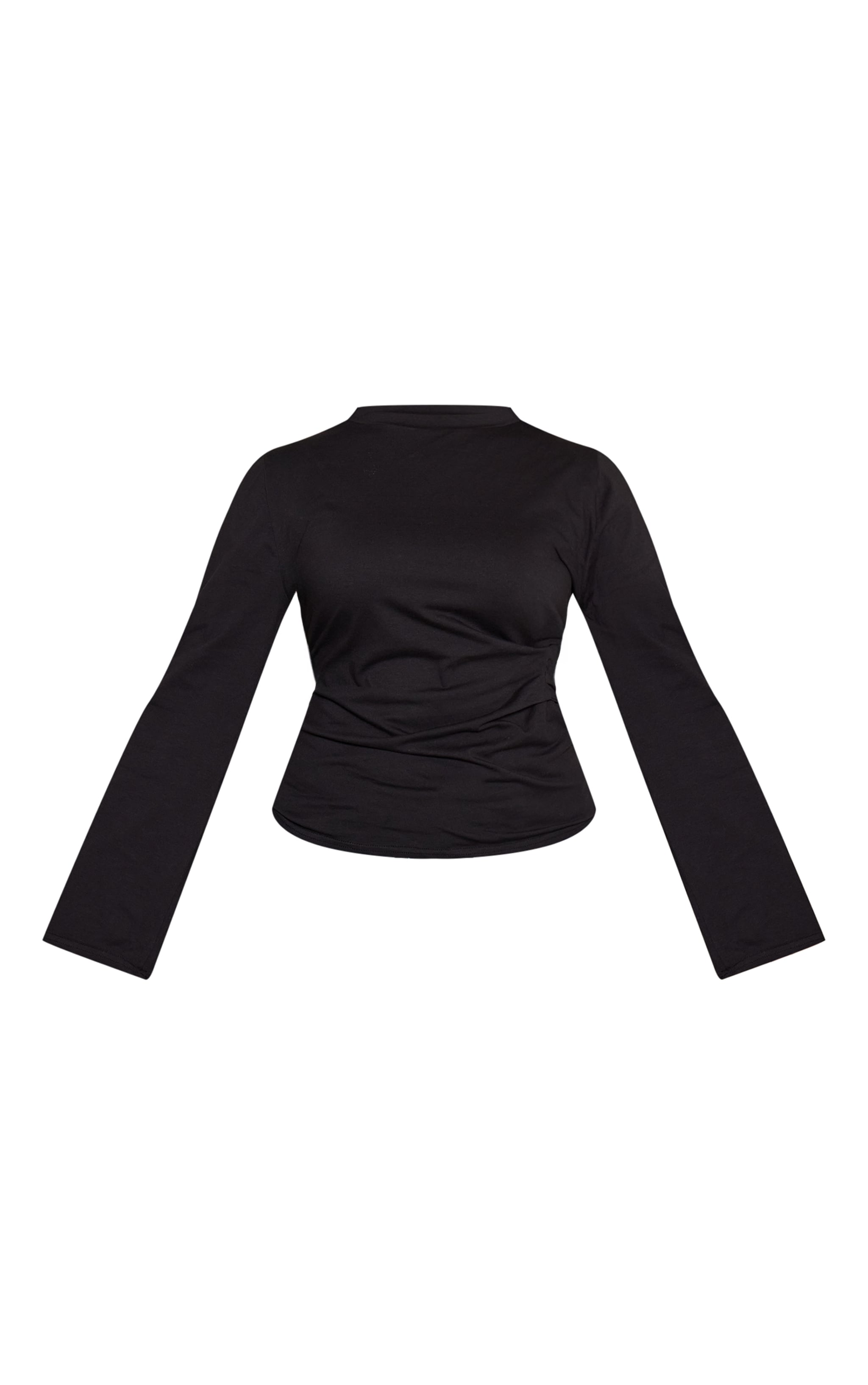 Plus Black Cotton Side Detail Long Sleeve T-shirt  image 5