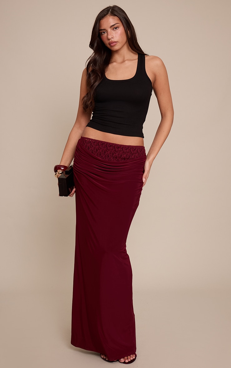 Plum Lace Underlay Double Slinky Cowl Maxi Skirt image 1