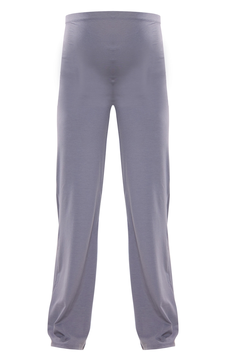 Maternity Charcoal Cotton Jersey High Waisted Flares image 5