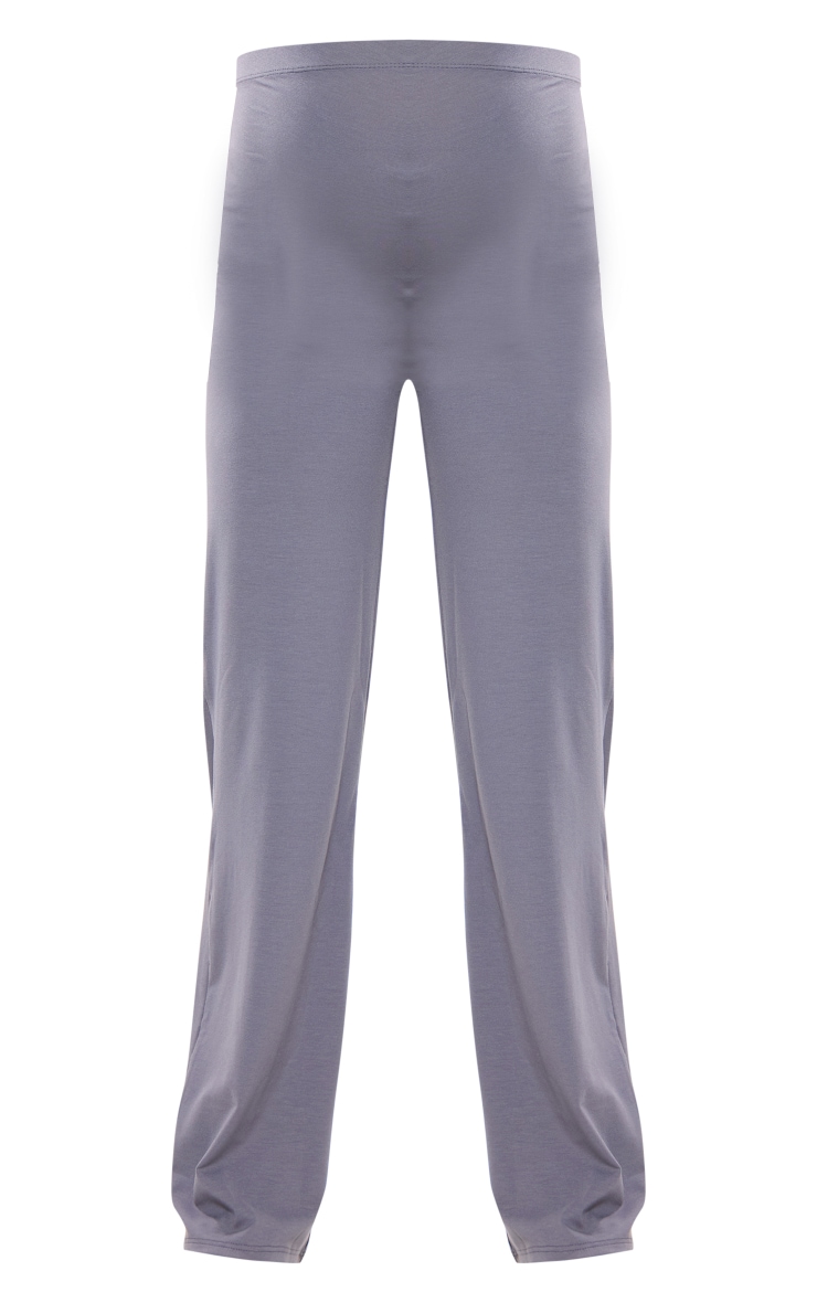 Maternité Pantalon flare de grossesse en coton jersey gris anthracite à taille haute image 5