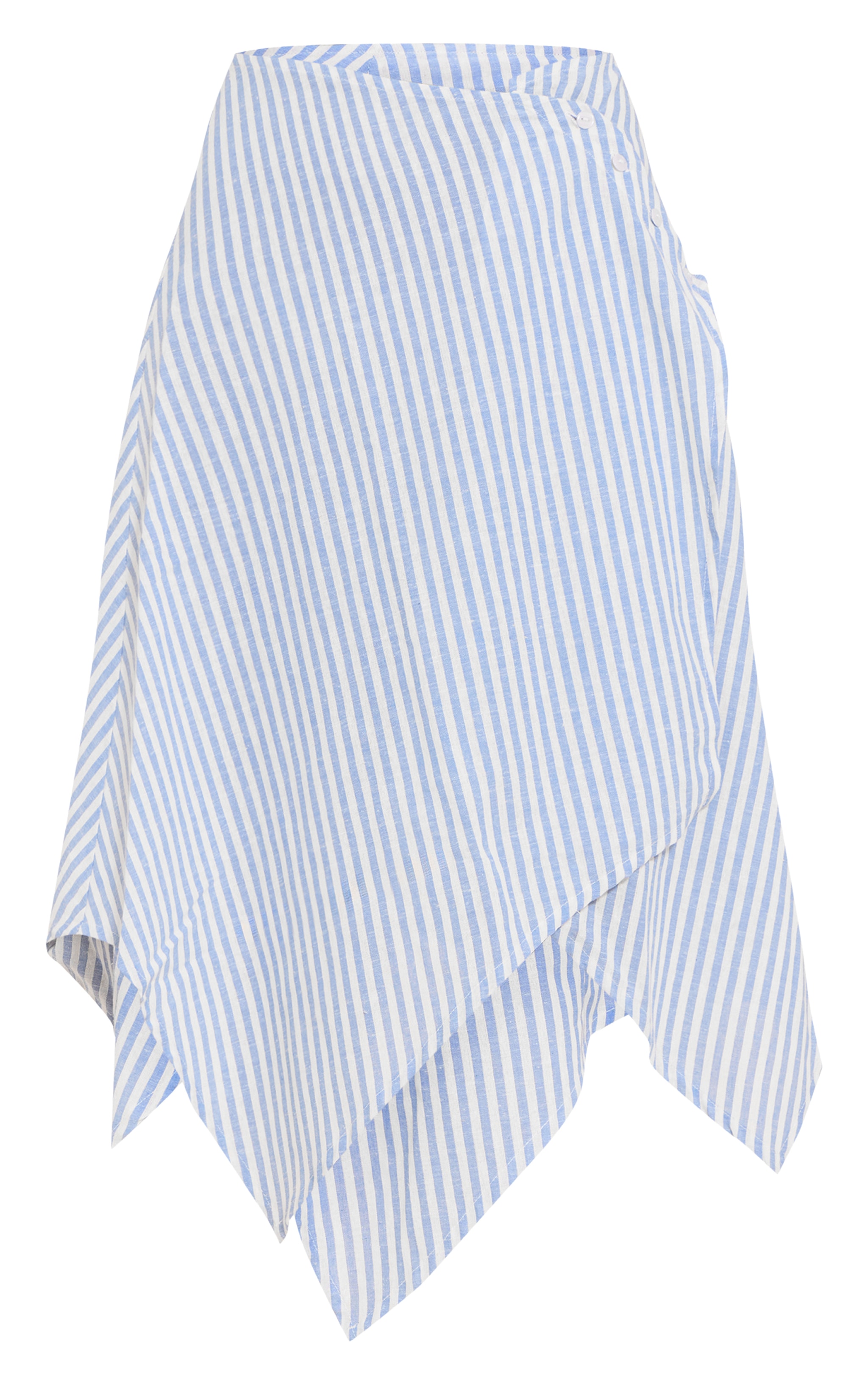 Blue Stripe Split Hem Hanky Hem Midi Skirt image 5