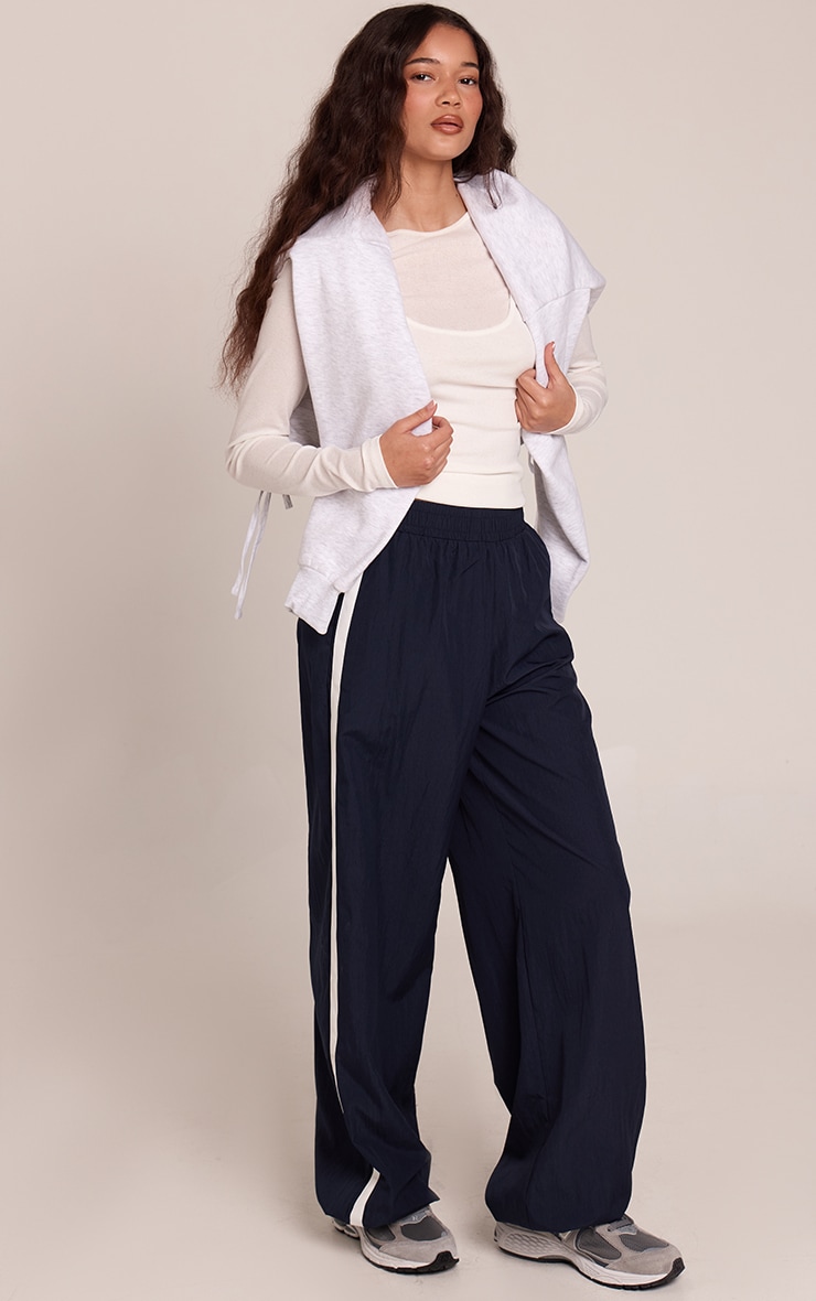 Navy Contrast Stripe Cuffed Pants image 2