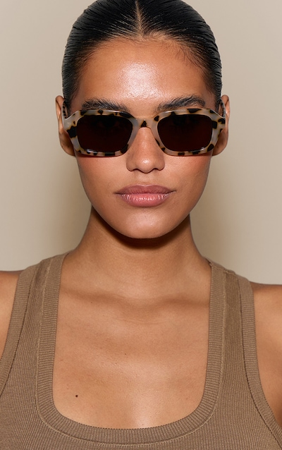 Lunettes de soleil carrées en écailles marron à verres marron