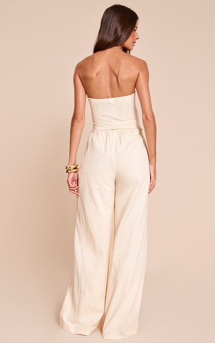 Cream Textured Bandeau Button Jumpsuit image 2