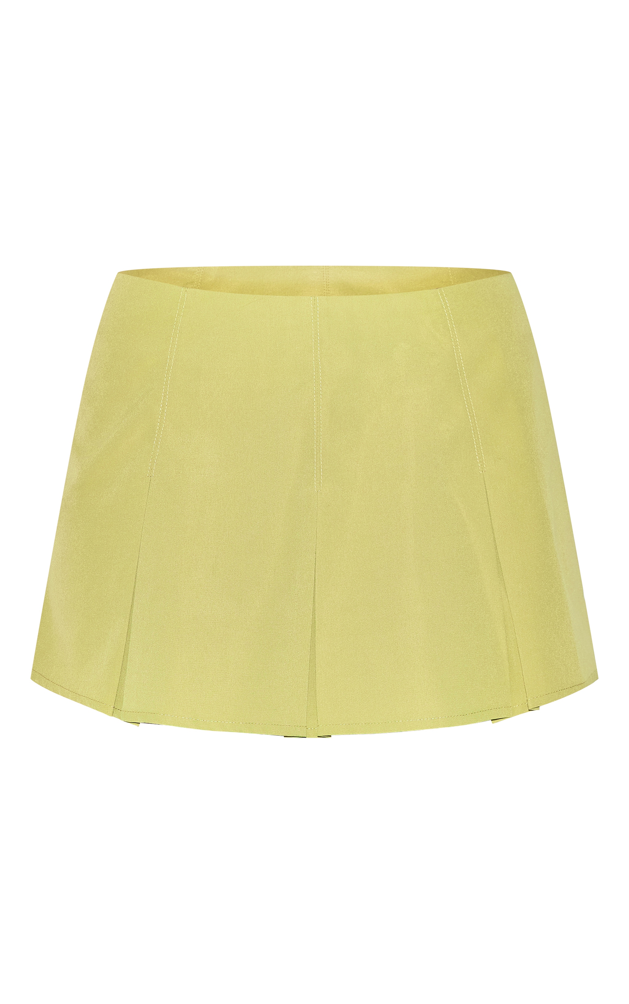 Jupe-short de tailleur patineuse tissée vert olive à plis creux image 6