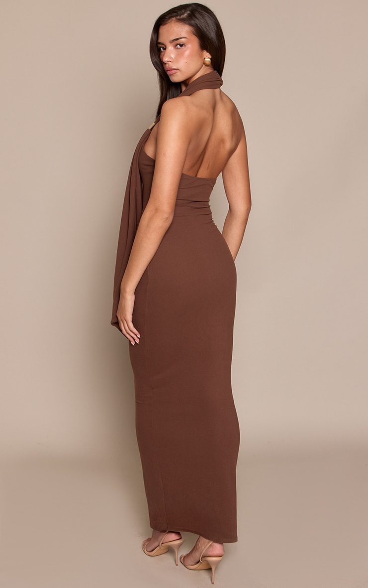 Chocolate Soft Touch Trim Detail Maxi Dress image 2