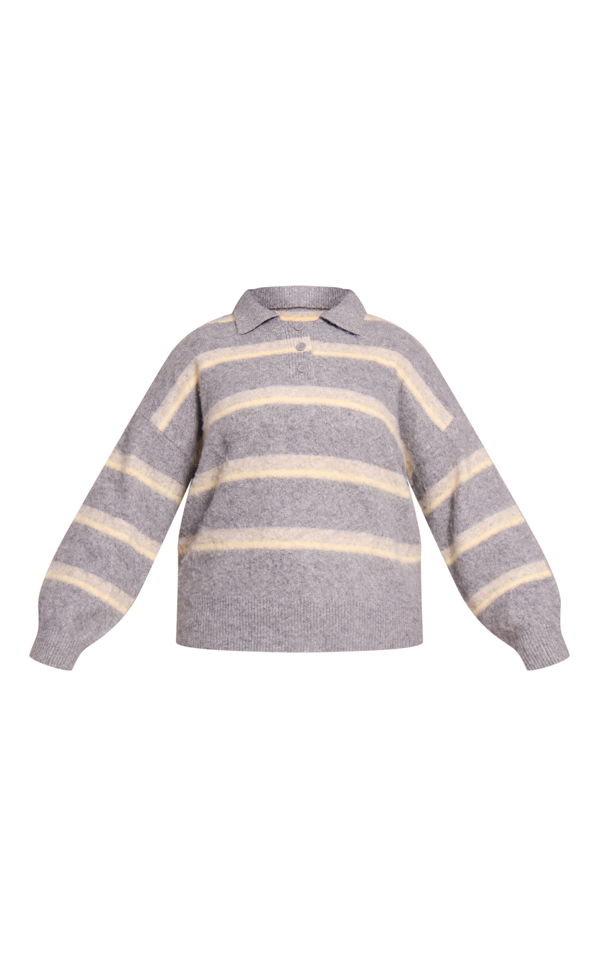 Plus Grey Striped Brushed Knit Oversized Rugby Style Sweater image 5